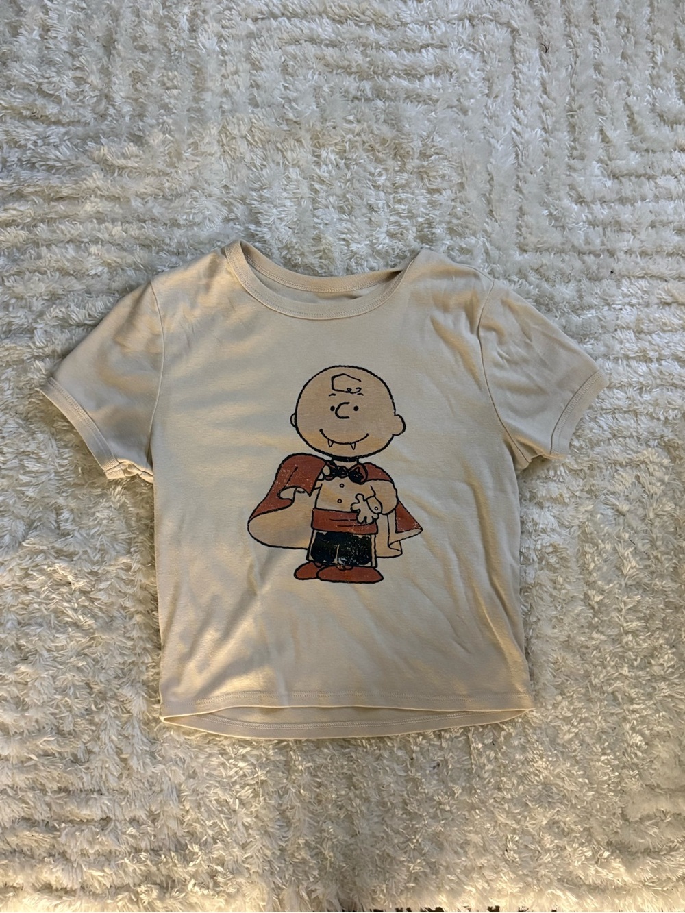 Cream Graphic Peanuts Charlie Brown T-Shirt crop